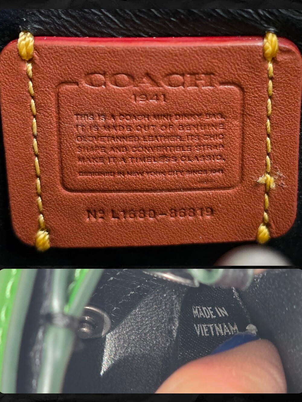 Coach 1941 86819 Dinkier Green Snakeskin Whipstitch Leather Crossbody Bag - Picture 15 of 16